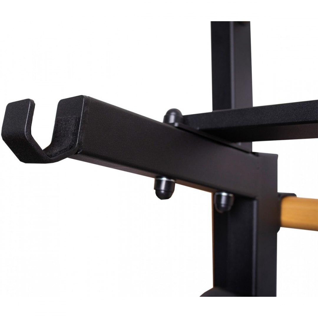 Rozporowa drabinka gimnastyczna z metalowym drążkiem poręczą i ławką kolor dębu BenchK 513
