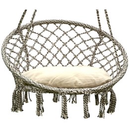 Hamak ażurowy fotel wiszący 80x60cm z poduszką szary